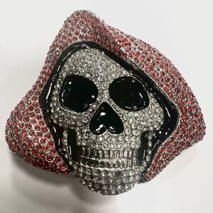 Mens Fashion Belt Buckle Rhinestone Skull